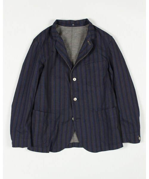 45R（フォーティファイブアール）の「インディゴ二重織シャツジャケット（ジャケット/アウター・メンズ・チェック/ストライプ/インディゴ・2-S/4-L/3-M/5-XL）」の2枚目の写真