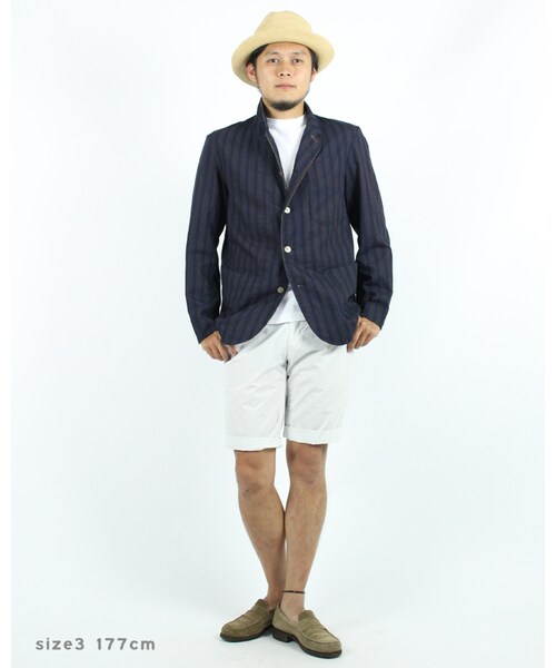 45R（フォーティファイブアール）の「インディゴ二重織シャツジャケット（ジャケット/アウター・メンズ・チェック/ストライプ/インディゴ・2-S/4-L/3-M/5-XL）」の7枚目の写真