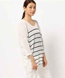 actuel | 畦編みボーダー後チュニック(チュニック)