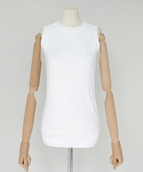 DHOLIC（ディーホリック）の「スリムフィットリブニットスリーブレス（タンクトップ・レディース・ブラック/ホワイトアイボリー/ディープスカイブルー/グリーン/ライトオレンジ・FREE）」の2枚目の写真
