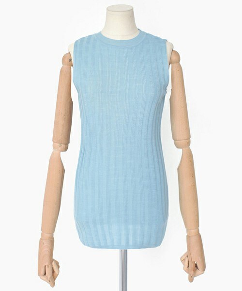 DHOLIC（ディーホリック）の「スリムフィットリブニットスリーブレス（タンクトップ・レディース・ブラック/ホワイトアイボリー/ディープスカイブルー/グリーン/ライトオレンジ・FREE）」の4枚目の写真