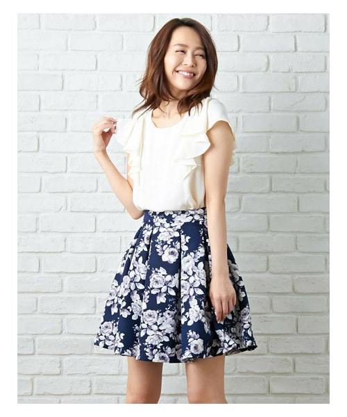 INGNI（イング）の「花柄タックフレア／スカート（）」 - WEAR