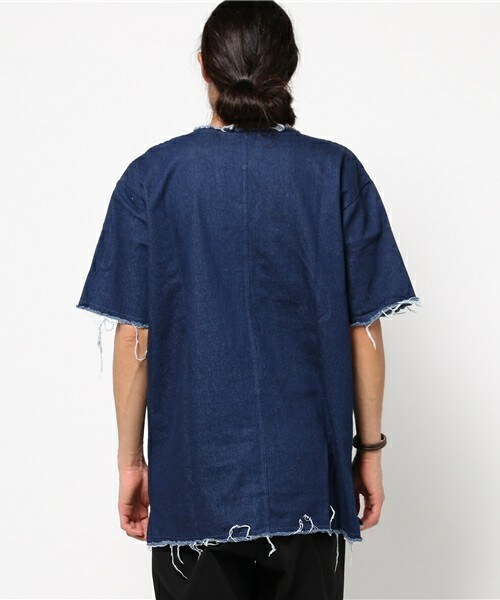 CASPER JOHN AIVER（キャスパージョンアイバー）の「CASPER JOHN AIVER  裾ダメージデニムプルオーバーシャツ（シャツ/ブラウス・メンズ・ブラック系その他/インディゴブルー・FREE）」の14枚目の写真