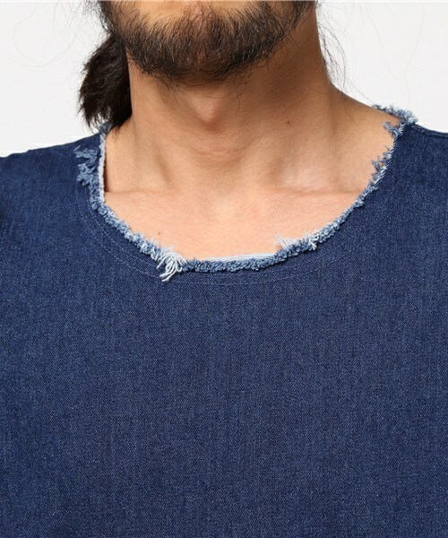 CASPER JOHN AIVER（キャスパージョンアイバー）の「CASPER JOHN AIVER  裾ダメージデニムプルオーバーシャツ（シャツ/ブラウス・メンズ・ブラック系その他/インディゴブルー・FREE）」の15枚目の写真