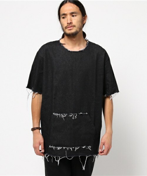 CASPER JOHN AIVER（キャスパージョンアイバー）の「CASPER JOHN AIVER  裾ダメージデニムプルオーバーシャツ（シャツ/ブラウス・メンズ・ブラック系その他/インディゴブルー・FREE）」の19枚目の写真