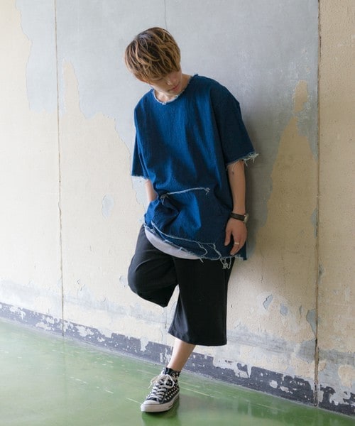 CASPER JOHN AIVER（キャスパージョンアイバー）の「CASPER JOHN AIVER  裾ダメージデニムプルオーバーシャツ（シャツ/ブラウス・メンズ・ブラック系その他/インディゴブルー・FREE）」の11枚目の写真