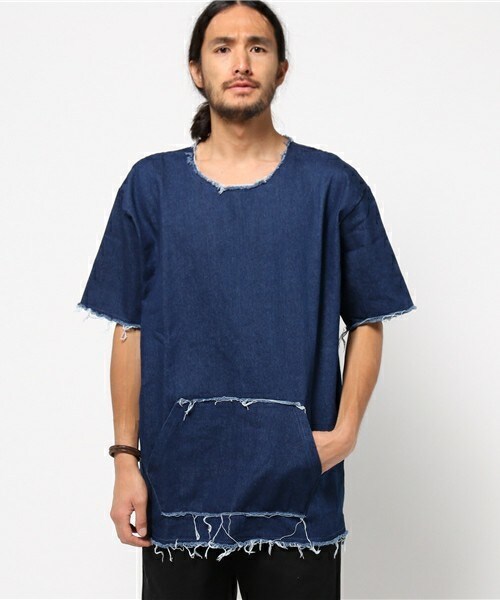 CASPER JOHN AIVER（キャスパージョンアイバー）の「CASPER JOHN AIVER  裾ダメージデニムプルオーバーシャツ（シャツ/ブラウス・メンズ・ブラック系その他/インディゴブルー・FREE）」の20枚目の写真