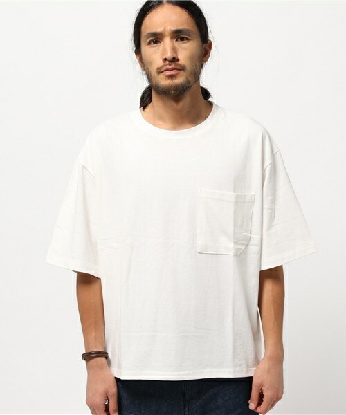 CASPER JOHN AIVER（キャスパージョンアイバー）の「CASPER JOHN AIVER　フェードカラービッグT/ポケット付き（Tシャツ/カットソー・メンズ・ホワイト/ブラック/グレー/ベージュ/カーキ・FREE）」の6枚目の写真