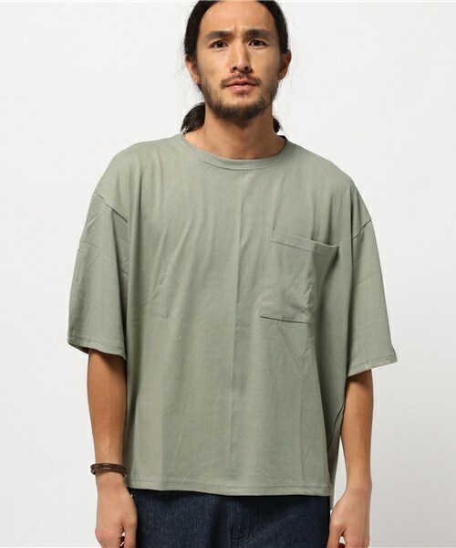 CASPER JOHN AIVER（キャスパージョンアイバー）の「CASPER JOHN AIVER　フェードカラービッグT/ポケット付き（Tシャツ/カットソー・メンズ・ホワイト/ブラック/グレー/ベージュ/カーキ・FREE）」の9枚目の写真