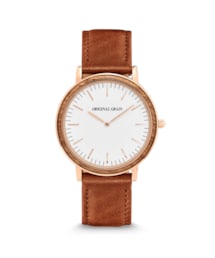 ORIGINAL GRAIN | The Minimalist - Zebrawood/RoseGold/Cognac Brown Leather Band(アナログ腕時計)