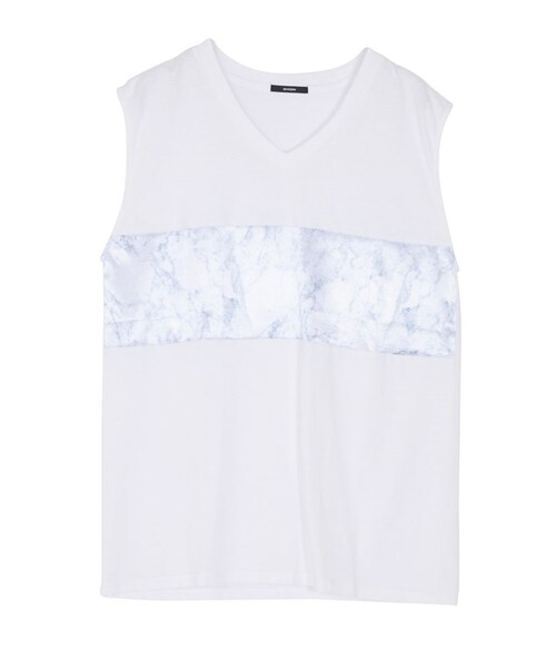 EMODA(エモダ)の「MARBLE PRINTタンクトップ(トップス・レディース・ホワイト/ブラック・F)」の3枚目の写真