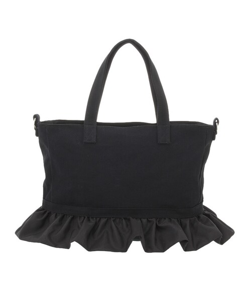 merry jenny（メリージェニー）の「A3フリルトート（バッグ・レディース・オフホワイト/ブラック/レッド・F）」の2枚目の写真