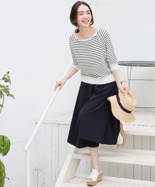 A part by（アパートバイ）の「12GAcRyガーター6S/2（トップス・ホワイト/ブラック/グリーン/ネイビー(ボーダー柄)・F）」の6枚目の写真