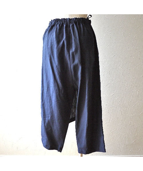 TRAVAIL MANUEL リネンポプリンラップパンツ ブラック 黒 M TRAVAIL MANUEL_リネンポプリンNEWラップパンツ | Fuzzy Clothed