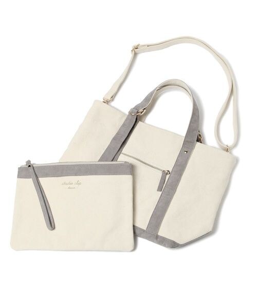studio CLIP（スタディオクリップ）の「クラッチ付きダブルリングトートバッグ（バッグ・迷彩/グレー/マスタード・F）」の14枚目の写真