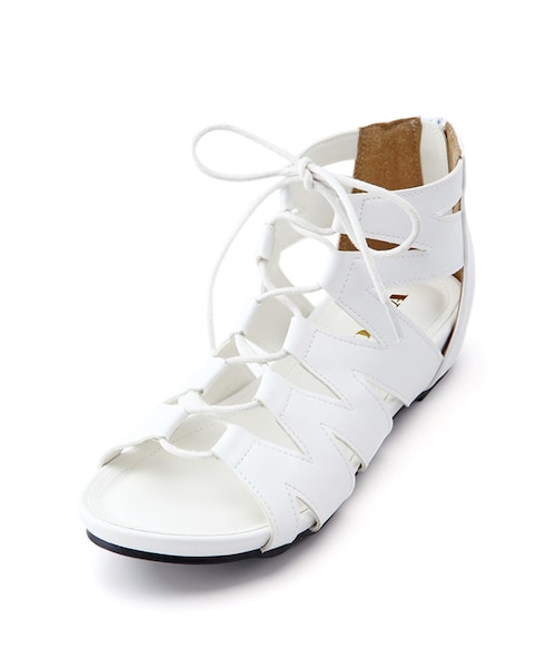 Honeys（ハニーズ）の「インヒール編上げサンダル（サンダル・レディース・シロ/クロ/キャメル/チャ・Ｍ/Ｌ/ＬＬ）」の2枚目の写真