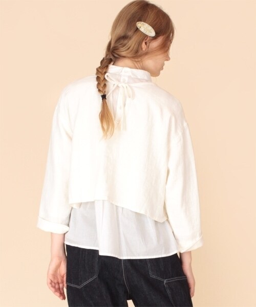 RNA-N(アールエヌエーエヌ)の「<予約>綿麻スモールカラーレイヤードブラウス(トップス・レディース・ホワイト/ブラック・M)」の13枚目の写真