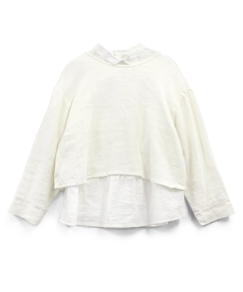 RNA-N(アールエヌエーエヌ)の「<予約>綿麻スモールカラーレイヤードブラウス(トップス・レディース・ホワイト/ブラック・M)」の1枚目の写真