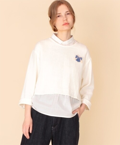 RNA-N(アールエヌエーエヌ)の「<予約>綿麻スモールカラーレイヤードブラウス(トップス・レディース・ホワイト/ブラック・M)」の11枚目の写真