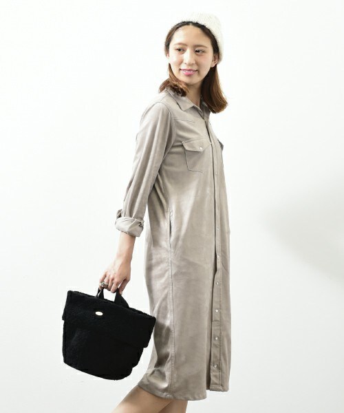 Lee（リー）の「【Lee】LONG WESTERN DRESS（ワンピース・レディース・グレー/ダークブラウン/ベージュ・FREE）」の4枚目の写真