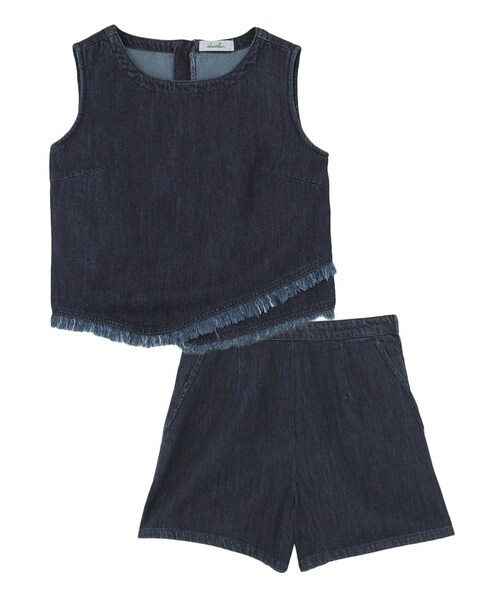 dazzlin(ダズリン)の「【sc】ノースリフリンジデニムセットアップ(ワンピース/ドレス・レディース・ブルー/インディゴ・S(トップス)/S(ボトムス)/M(トップス)/M(ボトムス))」の2枚目の写真