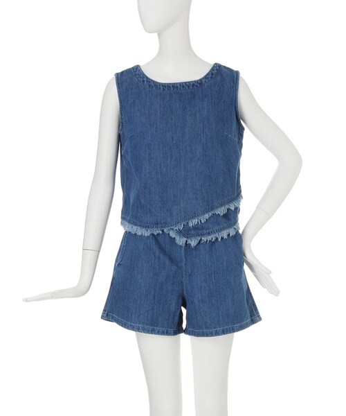 dazzlin(ダズリン)の「【sc】ノースリフリンジデニムセットアップ(ワンピース/ドレス・レディース・ブルー/インディゴ・S(トップス)/S(ボトムス)/M(トップス)/M(ボトムス))」の3枚目の写真