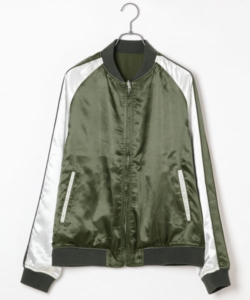 RAGEBLUE(レイジブルー)の「<2WAY仕様>リバーシブルスカジャン(ジャケット/アウター・ブラック系/オリーブ系/ネイビー系・M/L/XL)」の2枚目の写真