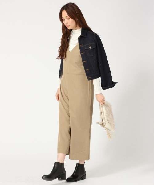 GLOBAL WORK(グローバルワーク)の「Vネックオールインワン(ワンピース/ドレス・ブラック/ベージュ/ネイビー・M/L)」の5枚目の写真