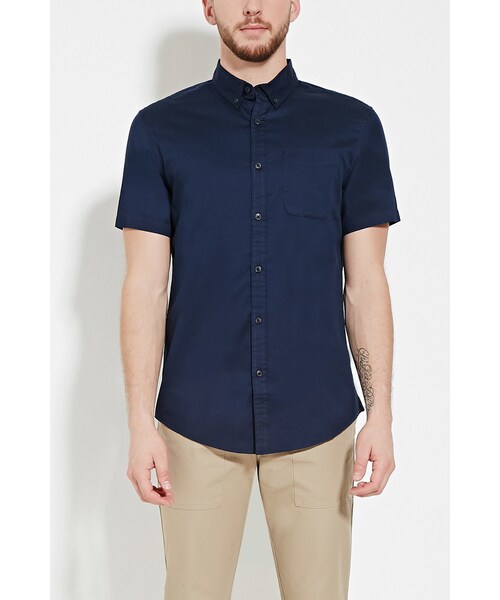 FOREVER 21（フォーエバー トゥエンティーワン）の「[MEN]クラシックショートスリーブシャツ（トップス・メンズ・BLACK/WHITE/CHARCOAL/NAVY/RED/GREY/LIGHT BLUE/MUSTARD・XS/S/M/L/XL）」の8枚目の写真