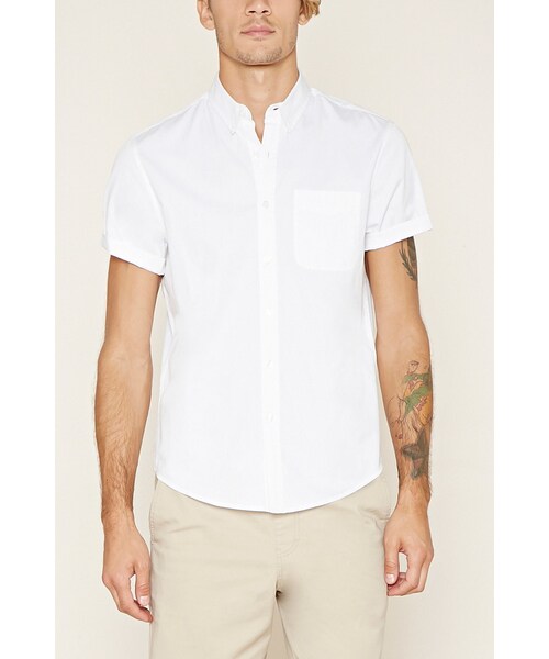 FOREVER 21（フォーエバー トゥエンティーワン）の「[MEN]クラシックショートスリーブシャツ（トップス・メンズ・BLACK/WHITE/CHARCOAL/NAVY/RED/GREY/LIGHT BLUE/MUSTARD・XS/S/M/L/XL）」の6枚目の写真