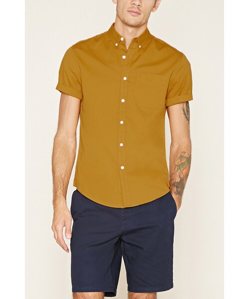 FOREVER 21（フォーエバー トゥエンティーワン）の「[MEN]クラシックショートスリーブシャツ（トップス・メンズ・BLACK/WHITE/CHARCOAL/NAVY/RED/GREY/LIGHT BLUE/MUSTARD・XS/S/M/L/XL）」の11枚目の写真