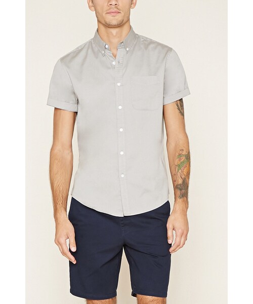 FOREVER 21（フォーエバー トゥエンティーワン）の「[MEN]クラシックショートスリーブシャツ（トップス・メンズ・BLACK/WHITE/CHARCOAL/NAVY/RED/GREY/LIGHT BLUE/MUSTARD・XS/S/M/L/XL）」の9枚目の写真