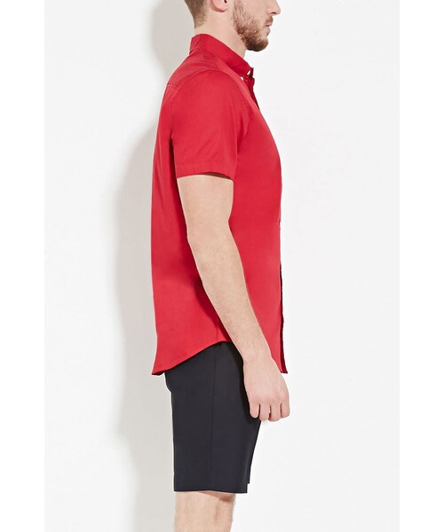 FOREVER 21（フォーエバー トゥエンティーワン）の「[MEN]クラシックショートスリーブシャツ（トップス・メンズ・BLACK/WHITE/CHARCOAL/NAVY/RED/GREY/LIGHT BLUE/MUSTARD・XS/S/M/L/XL）」の2枚目の写真