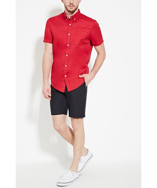 FOREVER 21（フォーエバー トゥエンティーワン）の「[MEN]クラシックショートスリーブシャツ（トップス・メンズ・BLACK/WHITE/CHARCOAL/NAVY/RED/GREY/LIGHT BLUE/MUSTARD・XS/S/M/L/XL）」の4枚目の写真