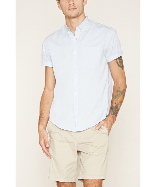 FOREVER 21（フォーエバー トゥエンティーワン）の「[MEN]クラシックショートスリーブシャツ（トップス・メンズ・BLACK/WHITE/CHARCOAL/NAVY/RED/GREY/LIGHT BLUE/MUSTARD・XS/S/M/L/XL）」の10枚目の写真