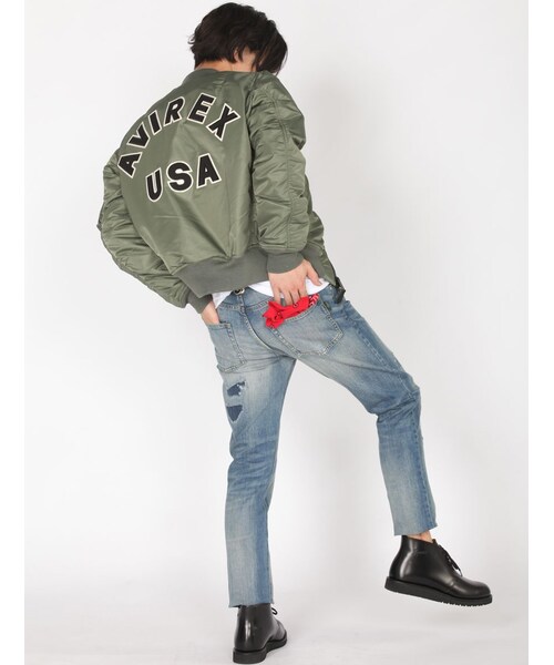 AVIREX（アヴィレックス）の「MA-1 COMMERCIAL LOGO（ジャケット/アウター・メンズ・BLACK/SILVER/ROYAL/SAGE・M/L/XL/XXL）」の14枚目の写真