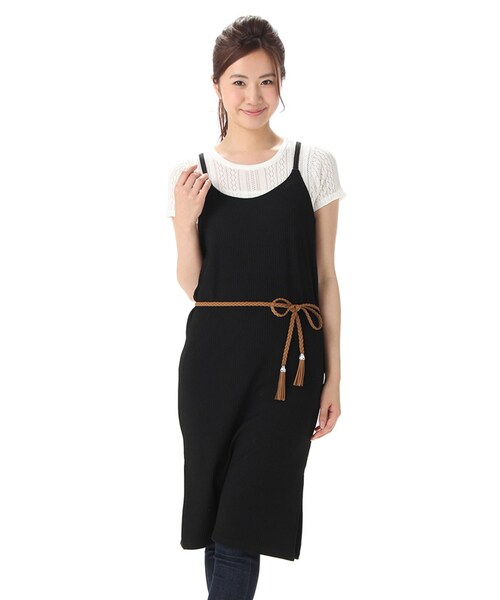 Honeys（ハニーズ）の「キャミワンピース（ワンピース・レディース・クロ/カーキ/杢チャコール/オレンジ/チャ・Ｍ/Ｌ）」の2枚目の写真