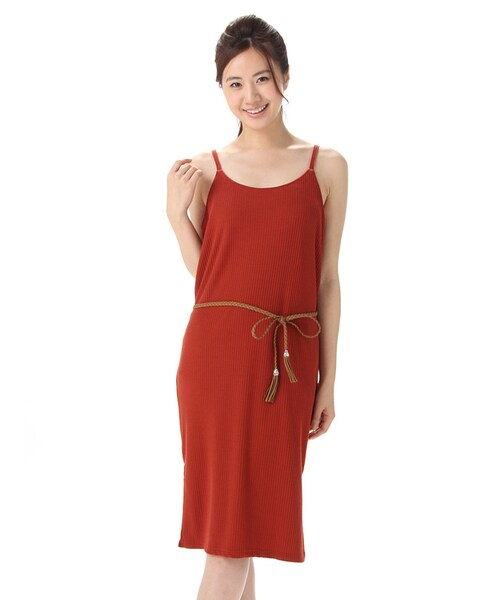 Honeys（ハニーズ）の「キャミワンピース（ワンピース・レディース・クロ/カーキ/杢チャコール/オレンジ/チャ・Ｍ/Ｌ）」の5枚目の写真