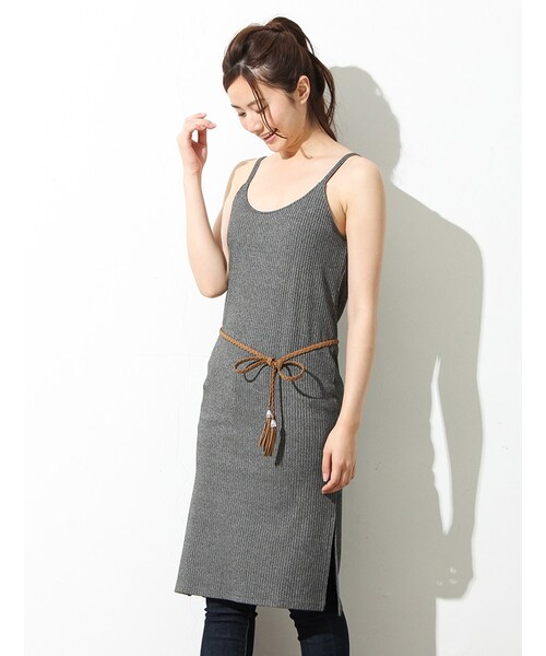 Honeys（ハニーズ）の「キャミワンピース（ワンピース・レディース・クロ/カーキ/杢チャコール/オレンジ/チャ・Ｍ/Ｌ）」の3枚目の写真