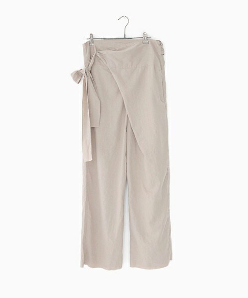 DHOLIC（ディーホリック）の「リネン混サイドタイワイドパンツ（その他パンツ・レディース・カーキ/ベージュ/ネイビー・FREE）」の2枚目の写真