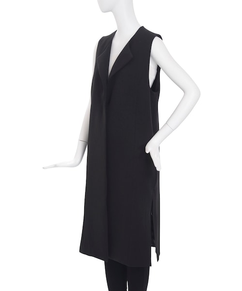 MURUA（ムルーア）の「【EDGE】ノーカラーロングベスト（ジャケット/アウター・レディース・ブラック/キャメル・F）」の7枚目の写真