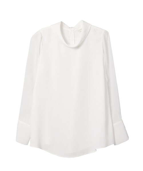 31 Sons de mode（トランテアン　ソン　ドゥ　モード）の「ロールネックシフォンブラウス《予約アイテム》（トップス・レディース・ブラック/オフホワイト・36/38）」の2枚目の写真