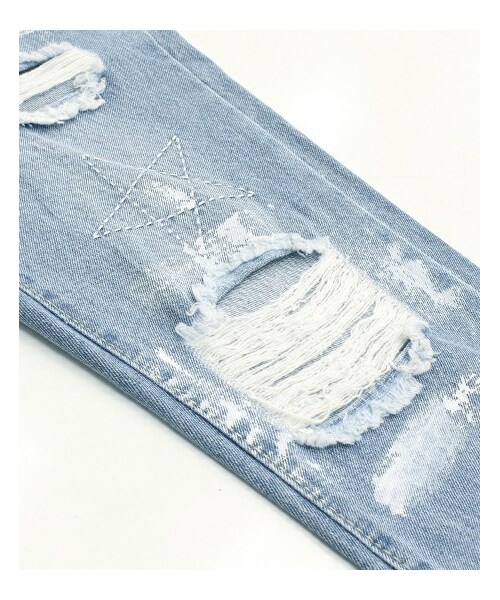 ANAP(アナップ)の「星ステッチ ペイント&クラッシュデニムパンツ(パンツ・レディース・ワンカラー・S/M)」の8枚目の写真