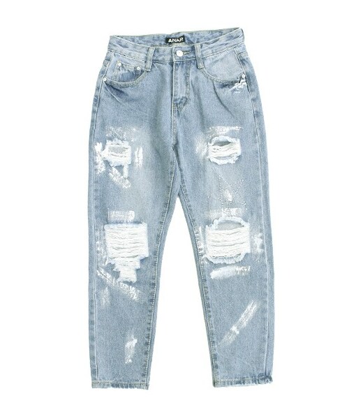 ANAP(アナップ)の「星ステッチ ペイント&クラッシュデニムパンツ(パンツ・レディース・ワンカラー・S/M)」の10枚目の写真