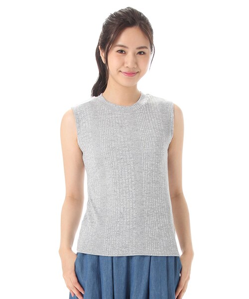 Honeys（ハニーズ）の「ノースリーブプルオーバー（カットソー・Tシャツ・レディース・オフ/クロ/アカ/杢グレー/オフ×クロ/ベージュ×クロ・Ｓ/Ｍ/Ｌ）」の5枚目の写真