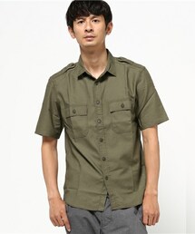 MEN'S BIGI | ミリタリー半袖シャツ(ベージュ・カーキ・迷彩)(シャツ/ブラウス)