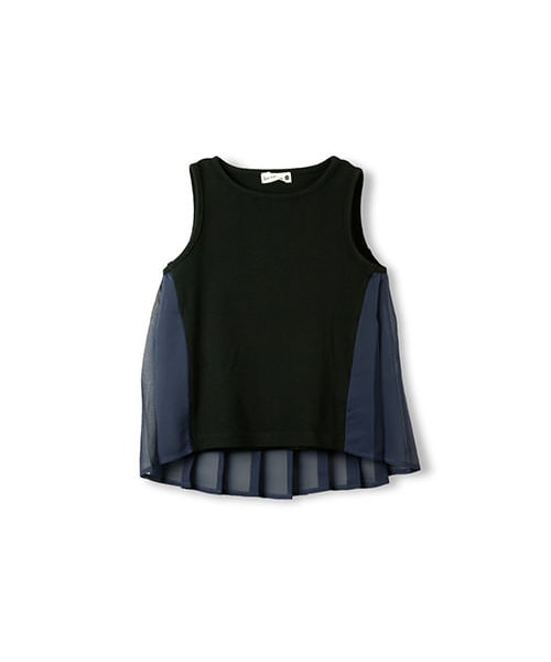 BRANSHES（ブランシェス）の「バックシフォンプリーツタンクトップ（タンクトップ・キッズ・オフホワイト/ブラック・90～140）」の2枚目の写真