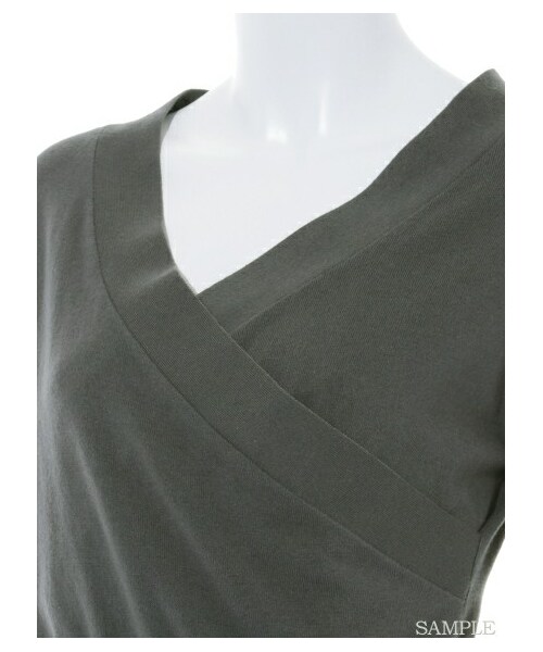 FRAY I.D（フレイアイディー）の「カシュクールニットコンビワンピース（ニットワンピース・レディース・BEG/DGRY・0/1）」の6枚目の写真