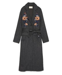 値下げ　Lily Brown 刺繍ムートンコート　ブラック LILY BROWN Lily Brown 刺繍ムートンコート ブラック