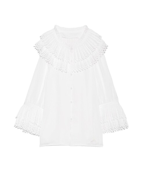 LILY BROWN（リリーブラウン）の「カットワークフリルシャツ（シャツ・レディース・WHT/BRW/NVY・F）」の4枚目の写真